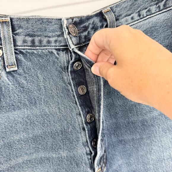 AGOLDE *Altered* 90's Pinch Waist High Rise Straight Cut Off Shorts Navigate 28 - Picture 8 of 16